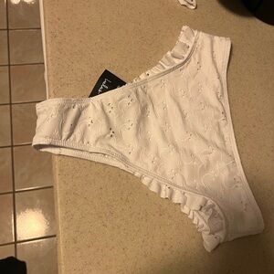 White Ruffled Bikini Bottom